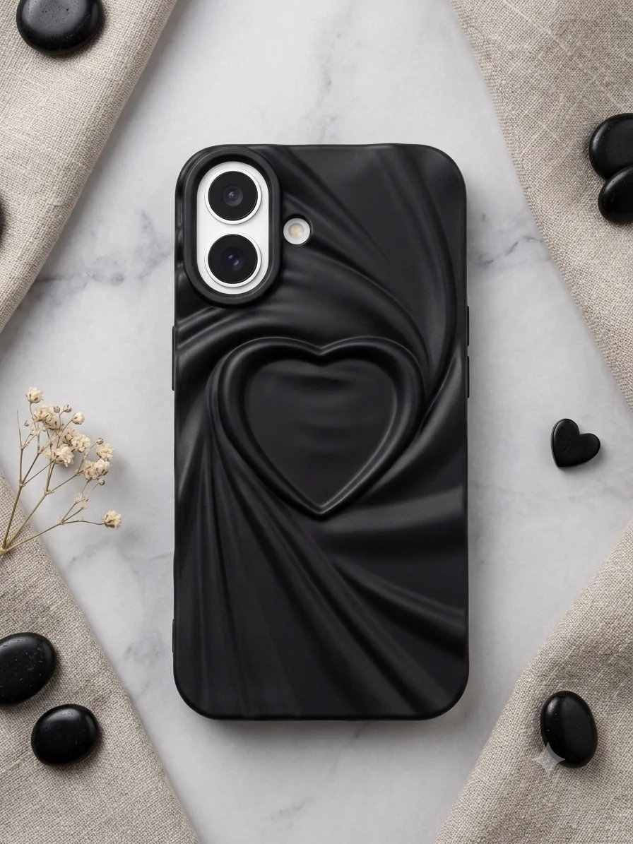 Funda corazón negro